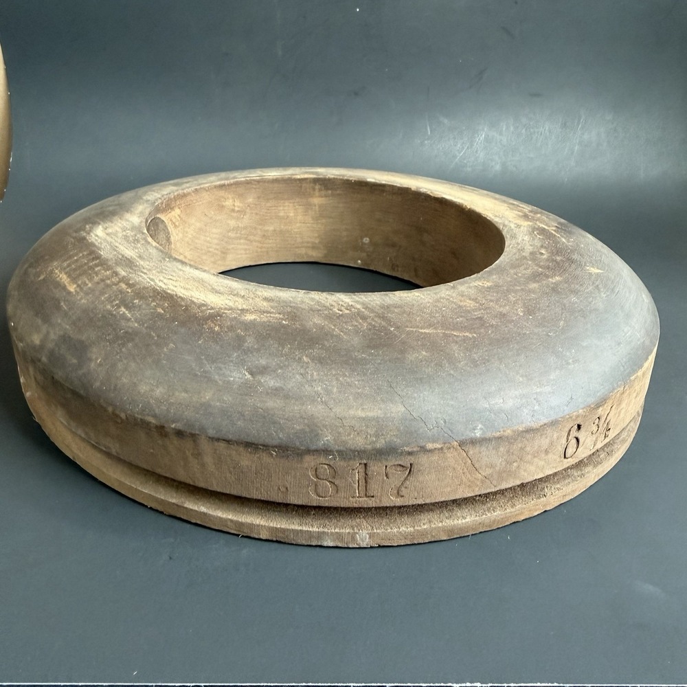 Antique Soter Bros Wood Hat Block Millinery Hatters Brim Mold Form 817 6 3/4